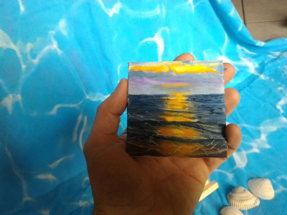 Miniature wave seascape #10 - Easel included