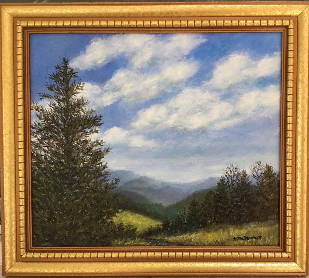 Photorealistic Landscape Oil Painting By Kathleen Mcdermott, 17 X 15", High Pastures, Original Artwork