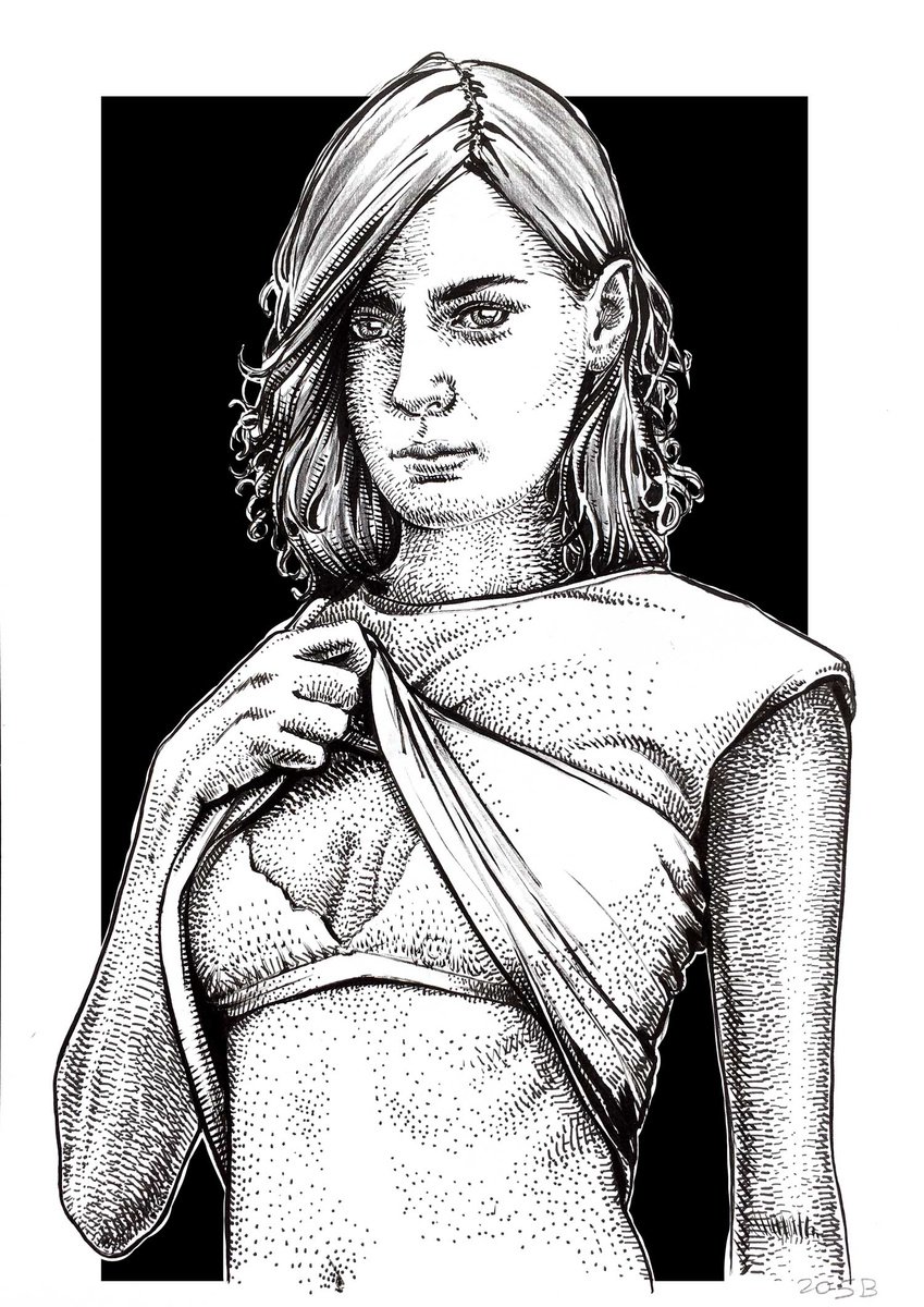 Portrait Ink Drawing By Dario Moschetta, 8 X 11, Portrait 205B.2020, Original Artwork