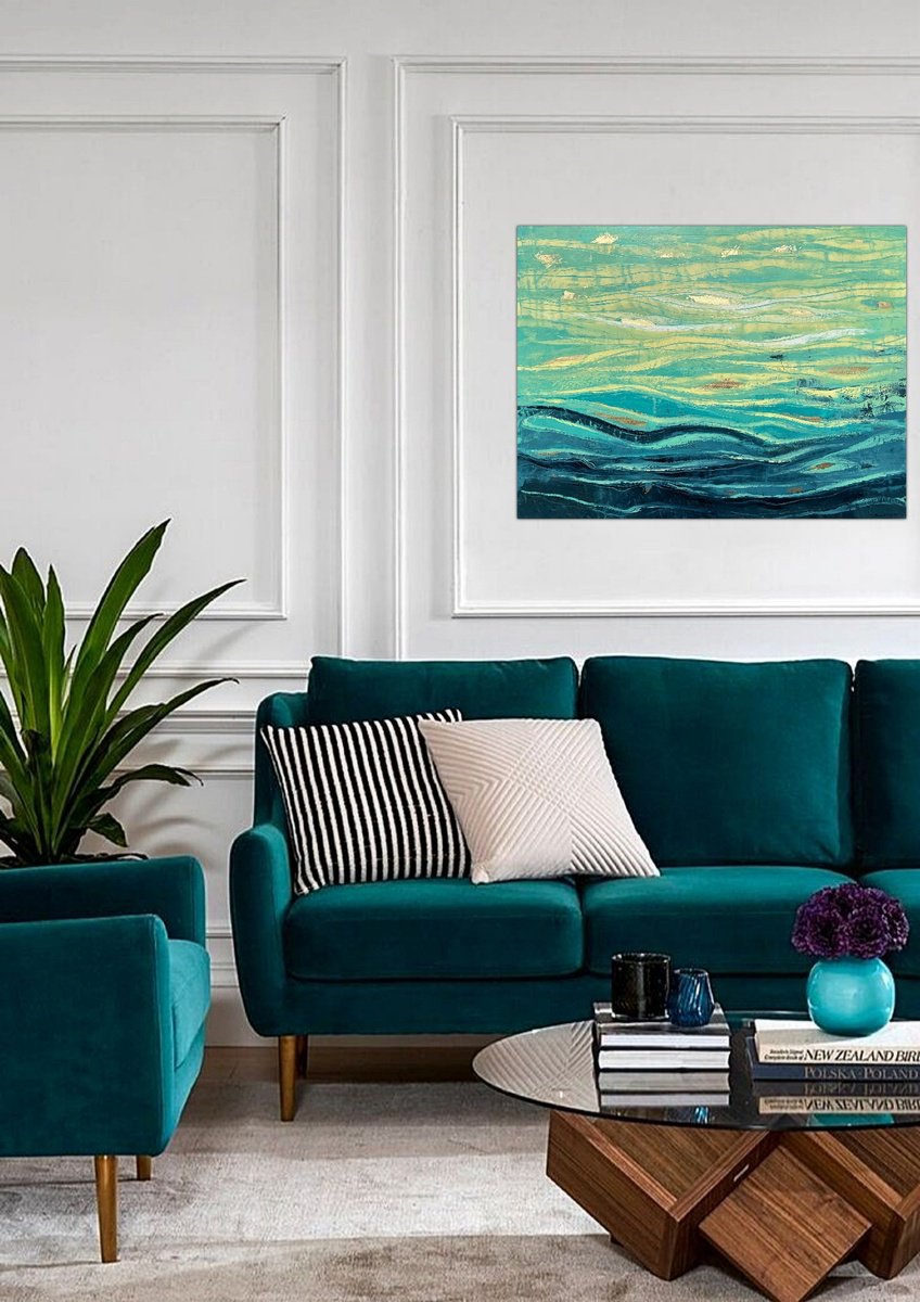 Abstract Oil Painting By Tigran Mamikonyan, 31 X 24", Waves 60i?80Cm, Original Artwork