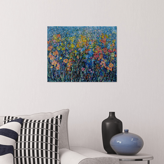 Whimsical Bloom -  Original Painting on Canvas influenced by Jackson Pollock's Style