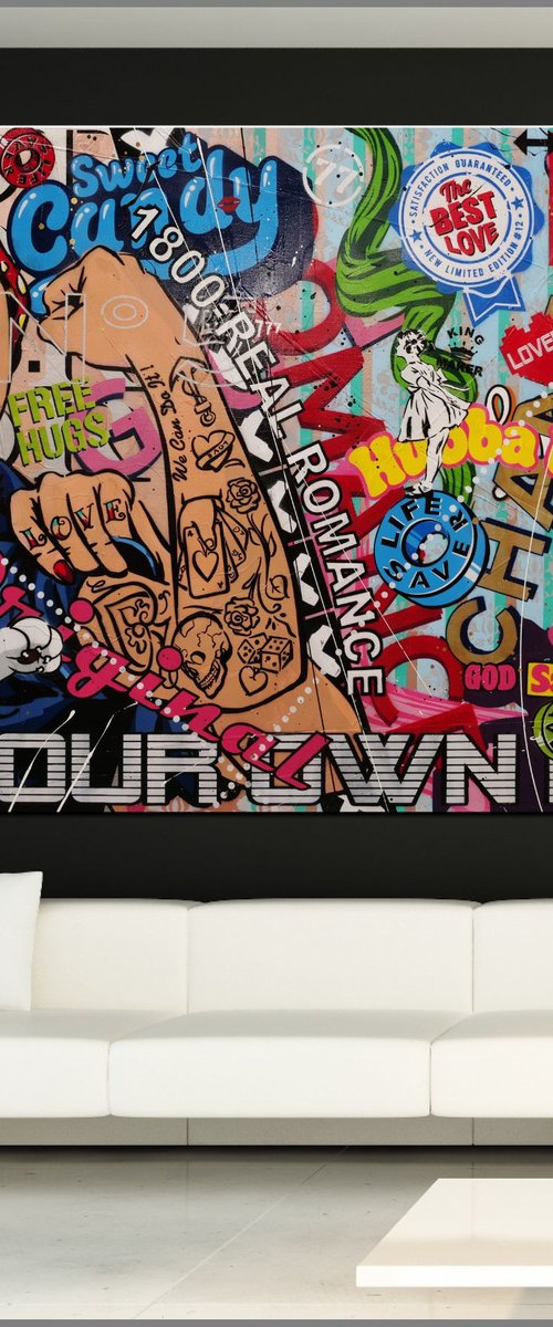 Be Your Own Hero - Rosie 150cm x 250cm Rosie The Riveter Textured Urban Pop Art by Franko