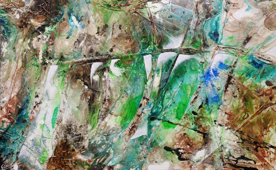 Palm Springs Bling 160cm x 100cm Green Rust Textured Abstract Art