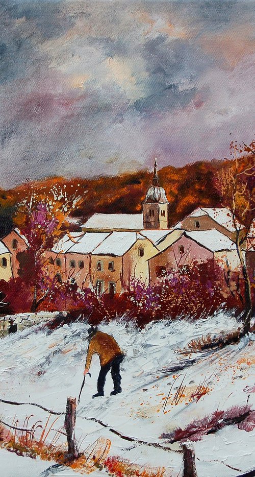 A village in my countryside   in winter by Pol Henry Ledent