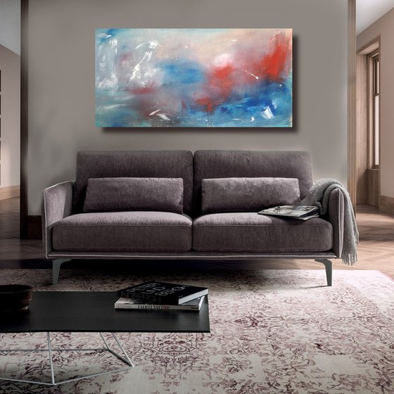 large abstract painting size- 120x60 cm (47,3"x23,7"x1,6") title c629