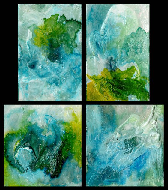 Ethereal Dream Collection 1 - 4 Small Mixed Media Paintings by Kathy Morton Stanion