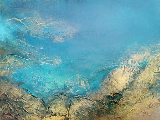 A large original modern semi-abstract figurative seascape painting "Deep Inside"