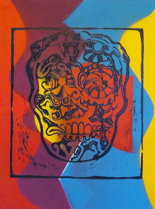 'Sugar Skull Self-Portrait' (colour) by Mark Murphy