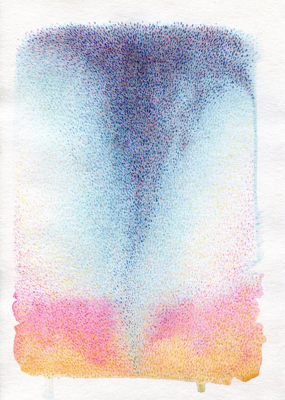 Abstract watercolor and colored pencils whirlwind illustration