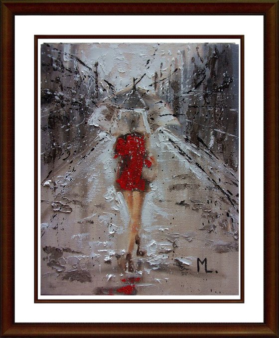 " SPRING GIRL ... " original painting CITY palette knife