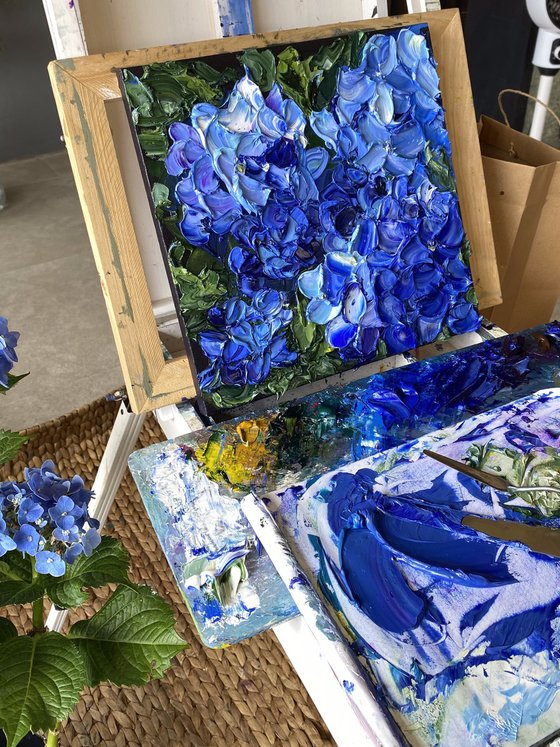 Midnight Hydrangea I — Blue Floral