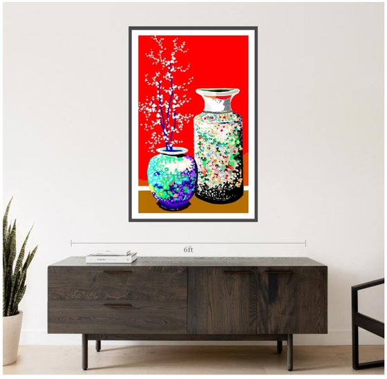 Two chinese vases/ Dos jarrones chinos (pop art, flowers)