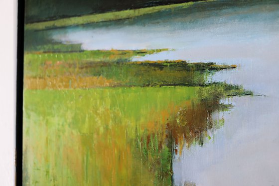 Grassy Waters Lake 30x30" 76x76cm Oil by Bo Kravchenko