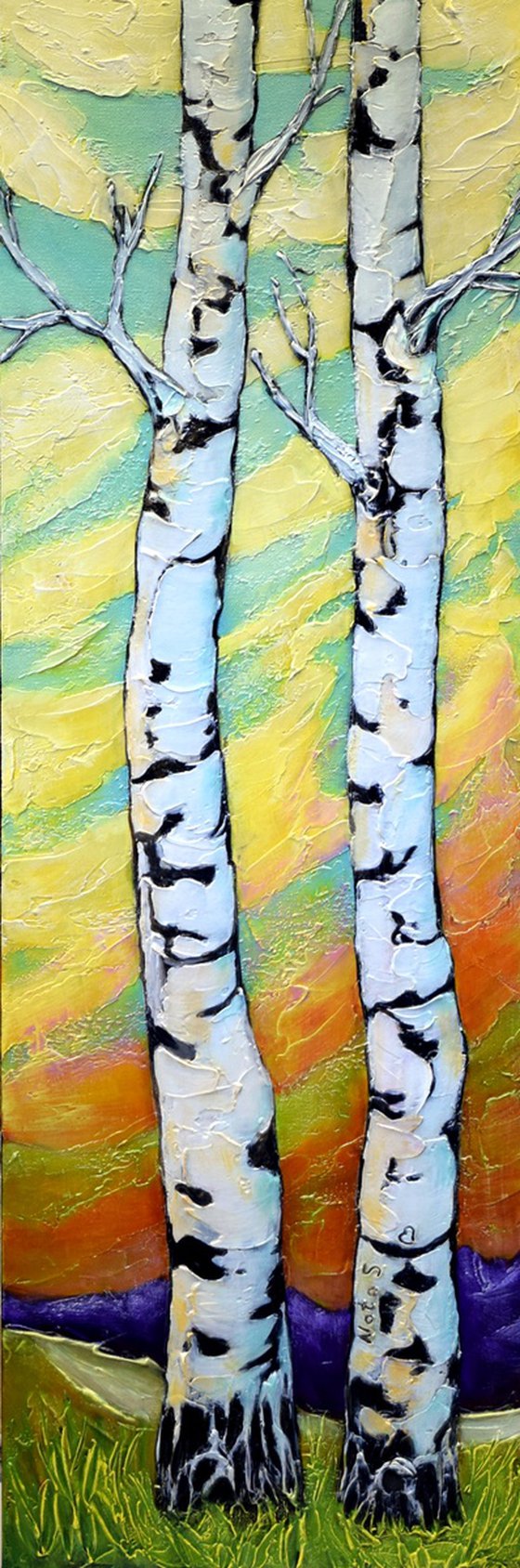 "Couple"  - Birch Trees Painting