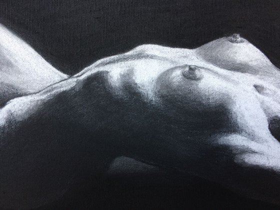 Nude noir #1.2. charcoal on canvas