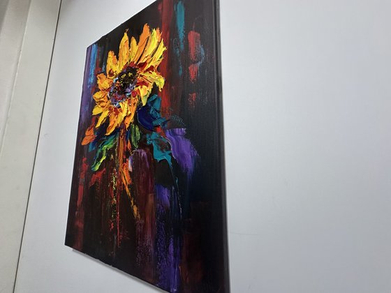 Sunflowers black background