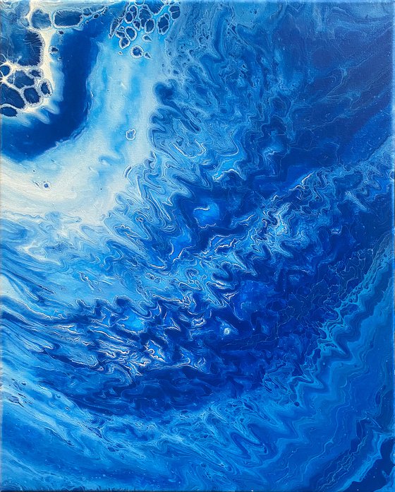 "Blue Division" - Original Abstract PMS Fluid Acrylic Painting - 16 x 20 inches