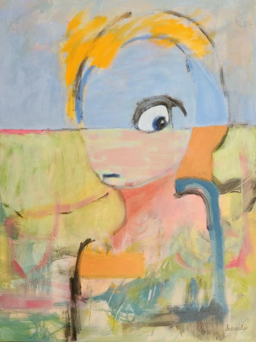 Naive Abstract Acrylic Painting By Donna Ceraulo, 18 X 24, Enchanted Dream, Original Artwork