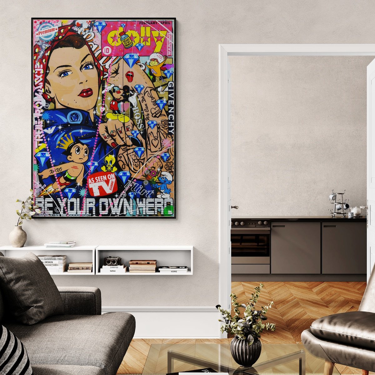 Urban And Pop Portrait Painting By Franko, 39 X 55, Dolly Rosie, Original Artwork