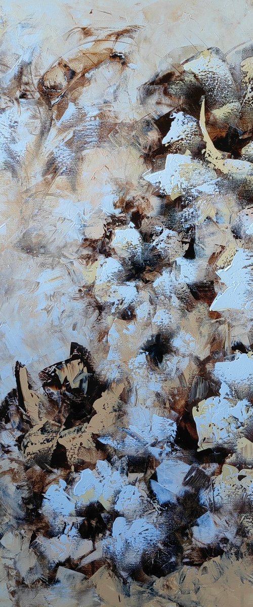"Whispering Sands in Bloom" from "Colours of Summer" collection, XXL abstract flower painting by Vera Hoi