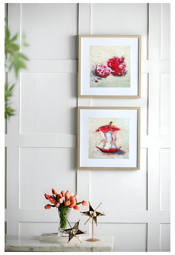 Pomegranate & apple (diptych)