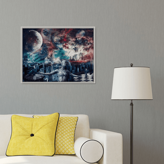 UNDER THE MILKY WAY | Digital Painting printed on Alu-Dibond with white wood frame | Unique Artwork | 2019 | Simone Morana Cyla | 75 x 57 cm | Art Gallery Quality |