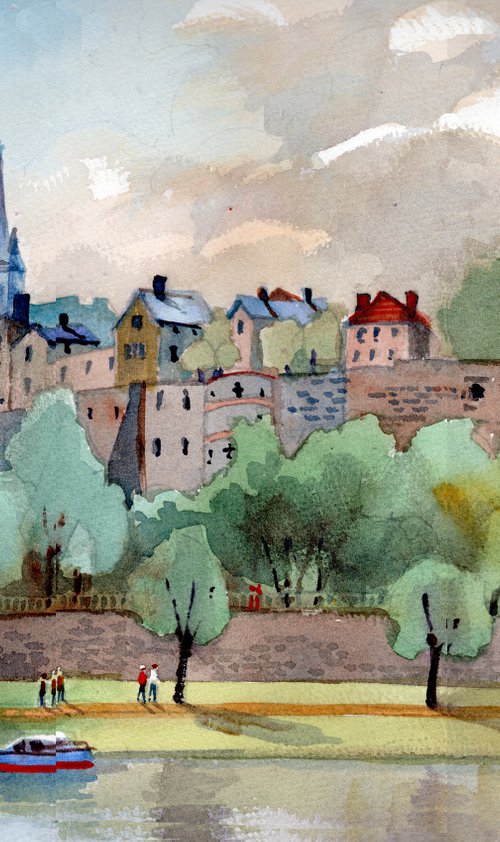 Angers, France, River Maine, Cathedral & Chateau. by Peter Day