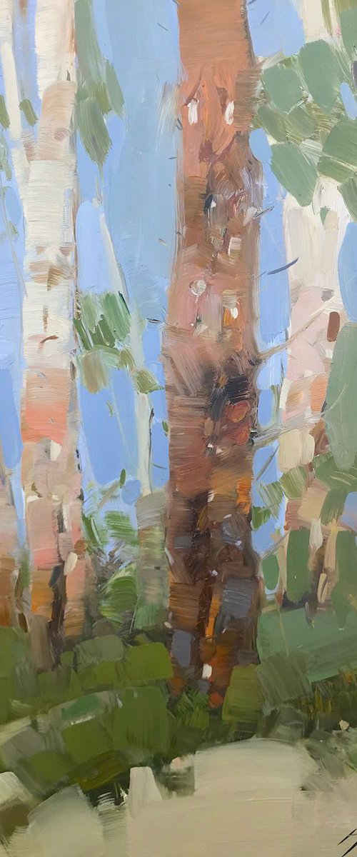 Birches Trees, Landscape oil painting, Handmade artwork, by Vahe Yeremyan