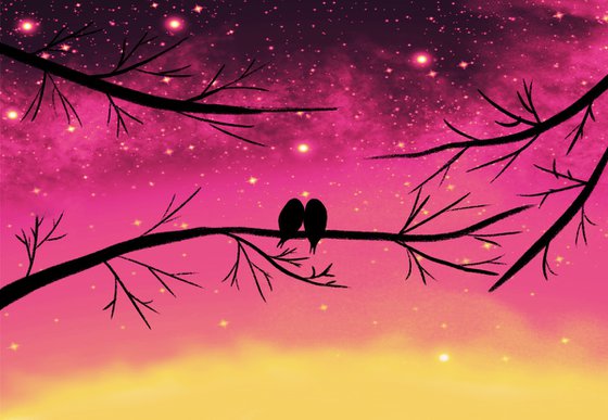 cute love bird art