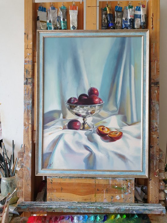 "There will be a plum cake."  still life summer liGHt original painting  GIFT (2020)