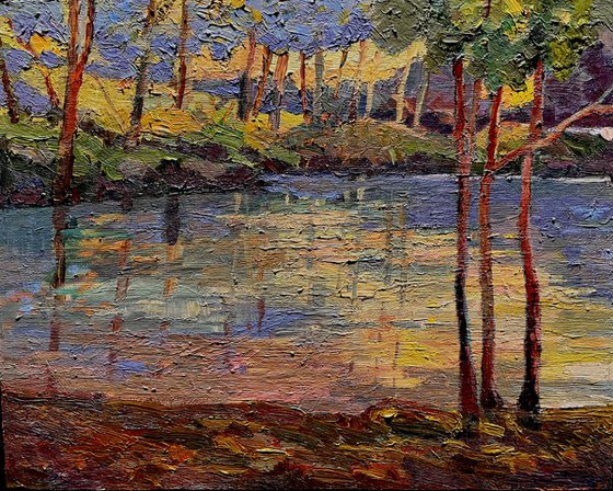 The melody of a river landscape oil painting