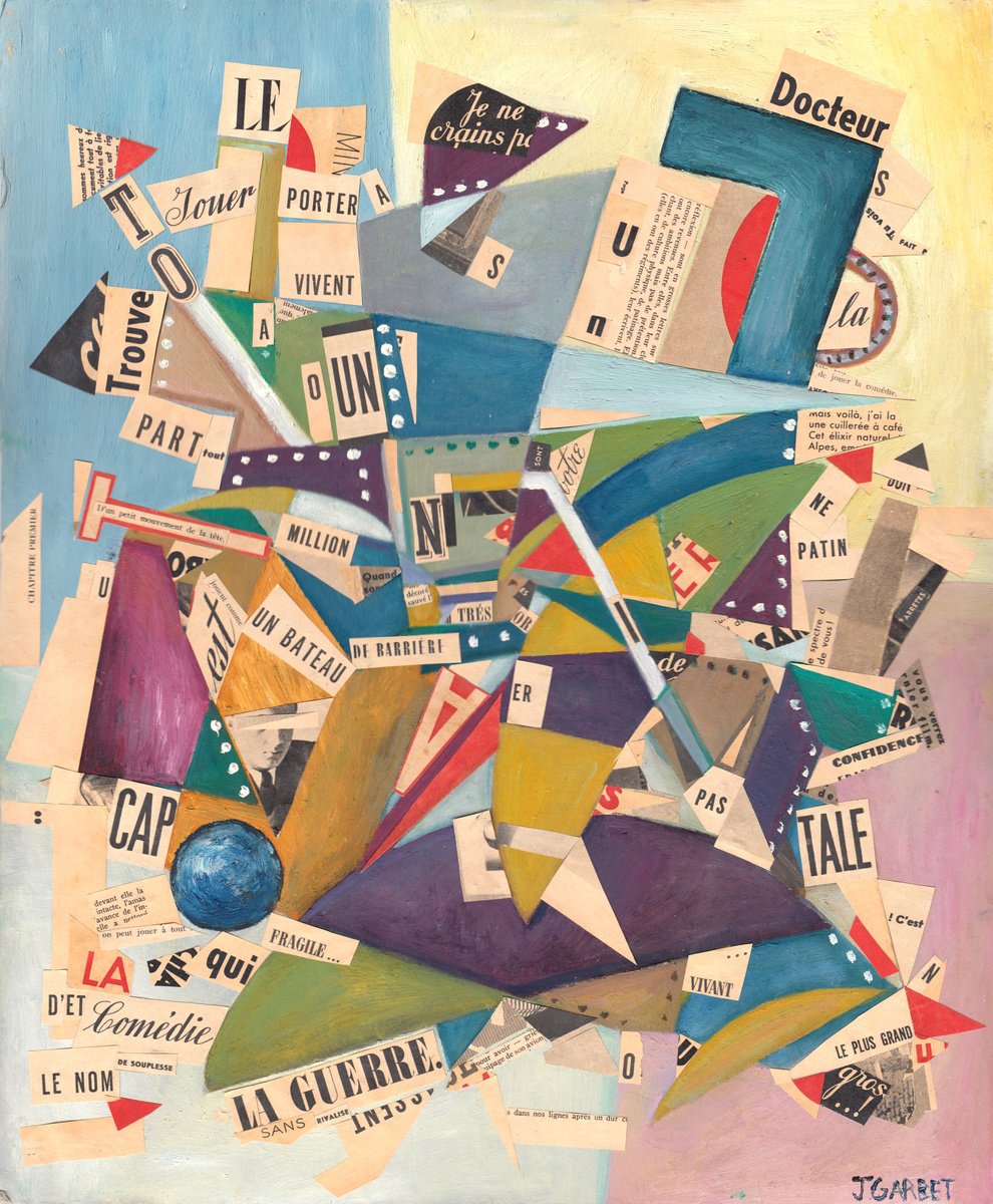 Abstract Collage By Jon Garbet, 15 X 18, La Comedie, Original Artwork