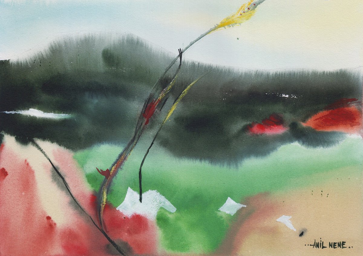 Surrealistic Abstract Watercolour By Anil Nene, 14 X 10, Remembrance, Original Artwork