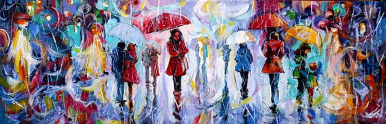 Rain, people and umbrellas III
