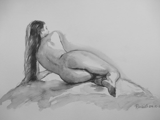 female nude back study