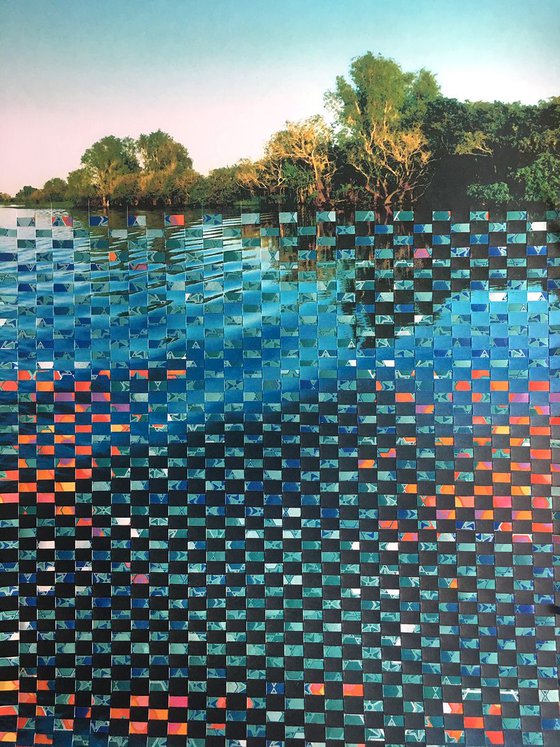 river shimmer - photographic weaving with recycled paper