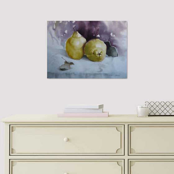Quinces, autumn fruits - still life, 38x27 cm