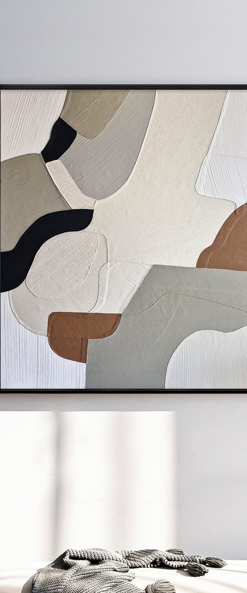 "Aura 2" Pastel gray brown abstract art by Marine Boiko