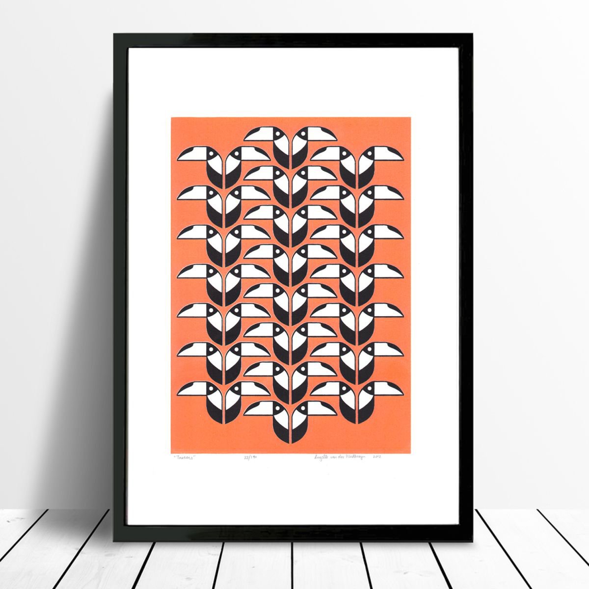 Toucans (coral) - Framed - FREE UK Delivery by Lu West