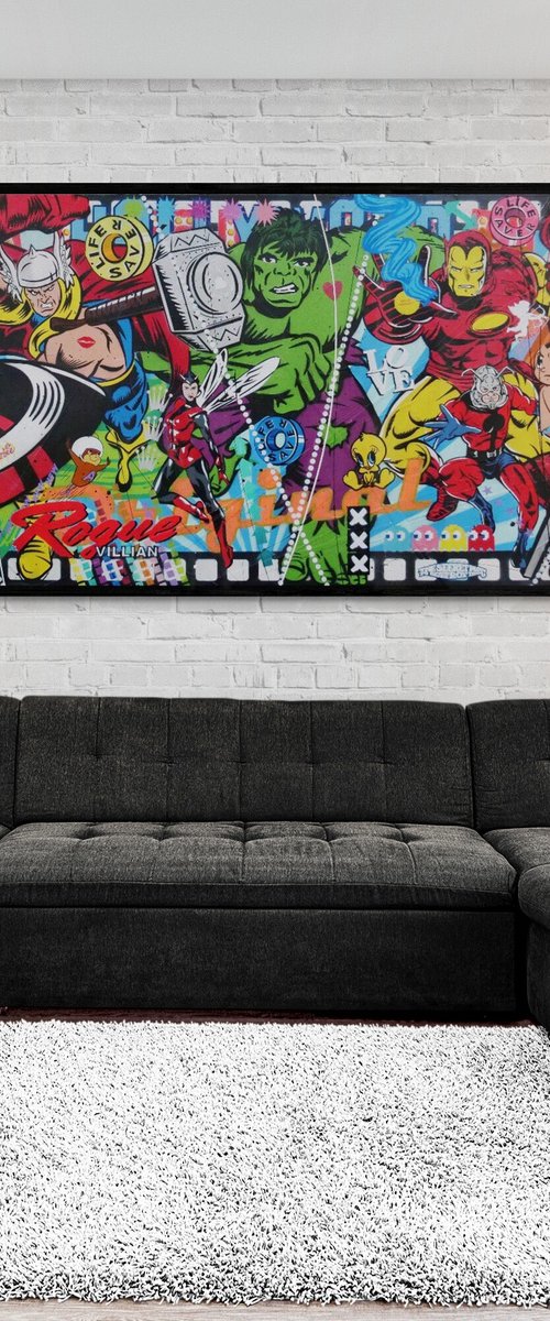 Magnificent Seven Rides Again 240cm x 100cm Textured Urban Pop Art by Franko