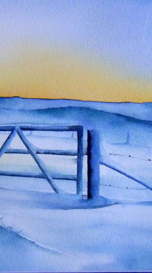 Field gate in the Snow by Diana Dabinett