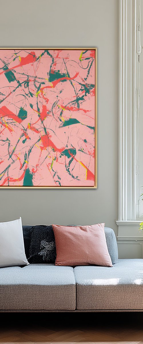 Fragmenst pink square by Ronald Hunter