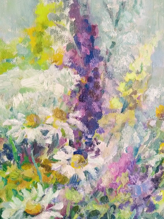 Fields flowers 2. Original oil painting.