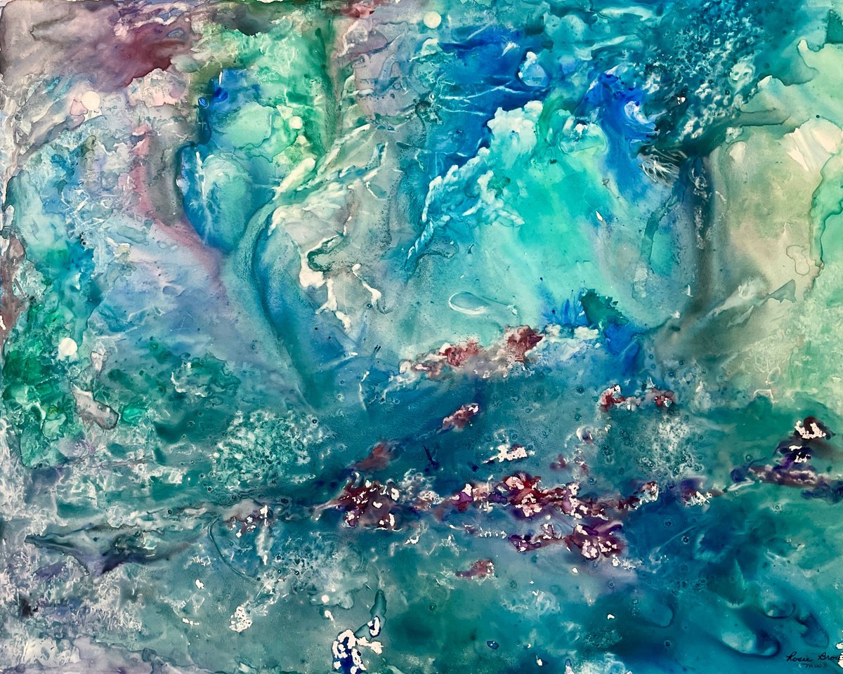 Impressionistic Abstract Watercolour By Rosie Brown, 20 X 16", Diver