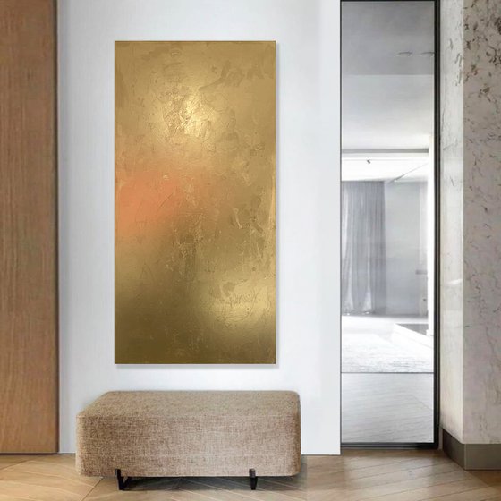 Eternal Wisdom - 152 x 76 cm - metallic gold paint on canvas