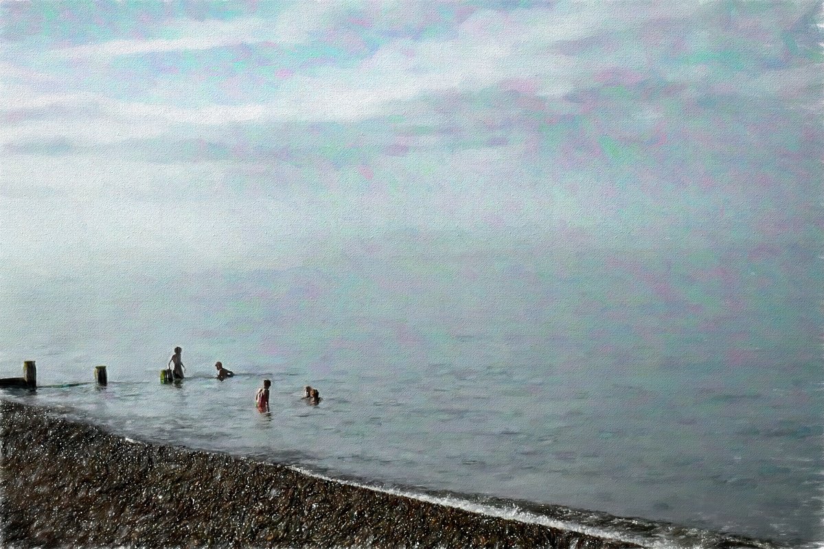 Impressionistic Portrait Photograph By Martin Fry, 21 X 15", In The Swim, Original Artwork