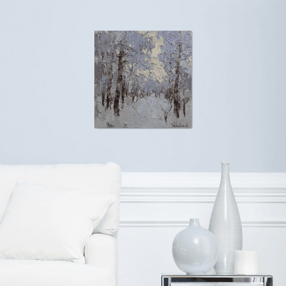 Winter forest - Original oil Landscape painting