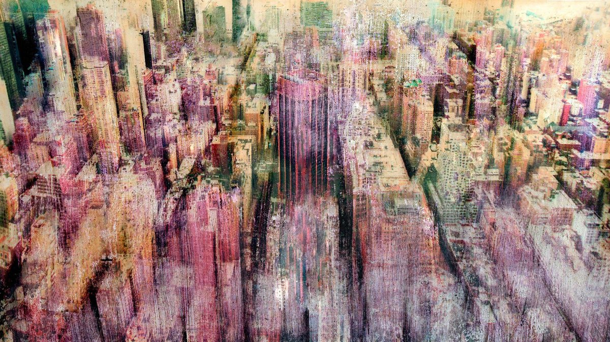 Impressionistic Cityscapes Painting By Dario Moschetta, 41 X 24, New York 59, Original Artwork