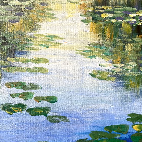 Blue Pond and Waterlily Pads