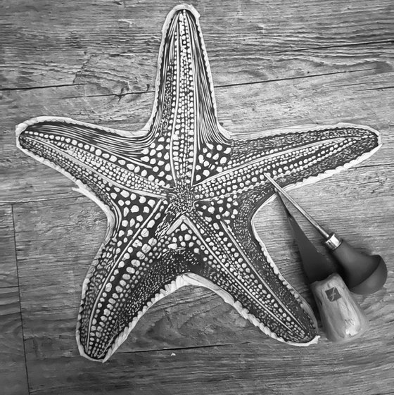 Copper Starfish Linocut